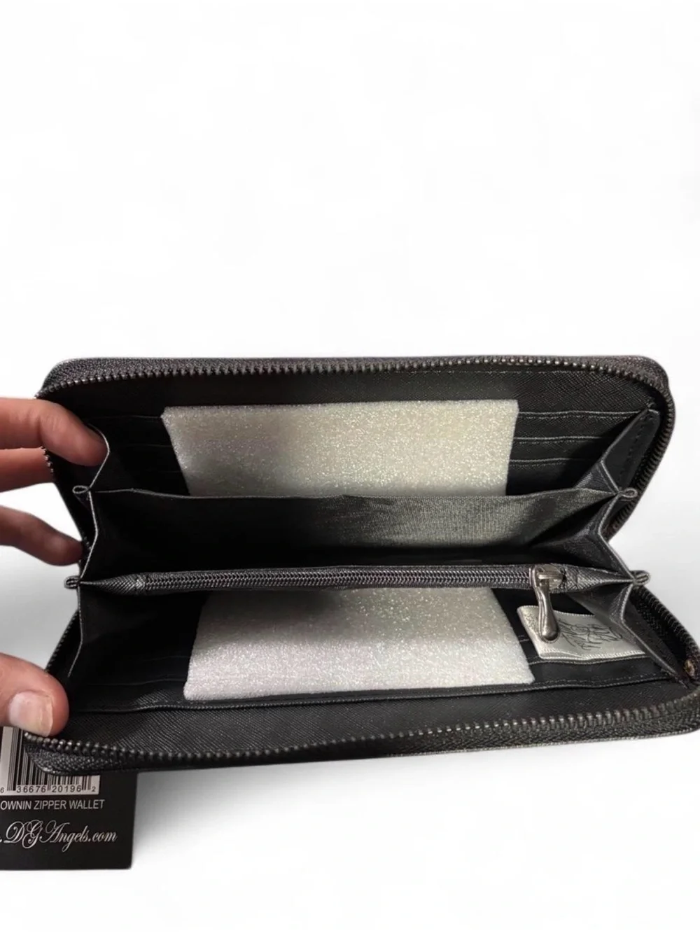 Black Graphic Zip-Around Women's Wallet